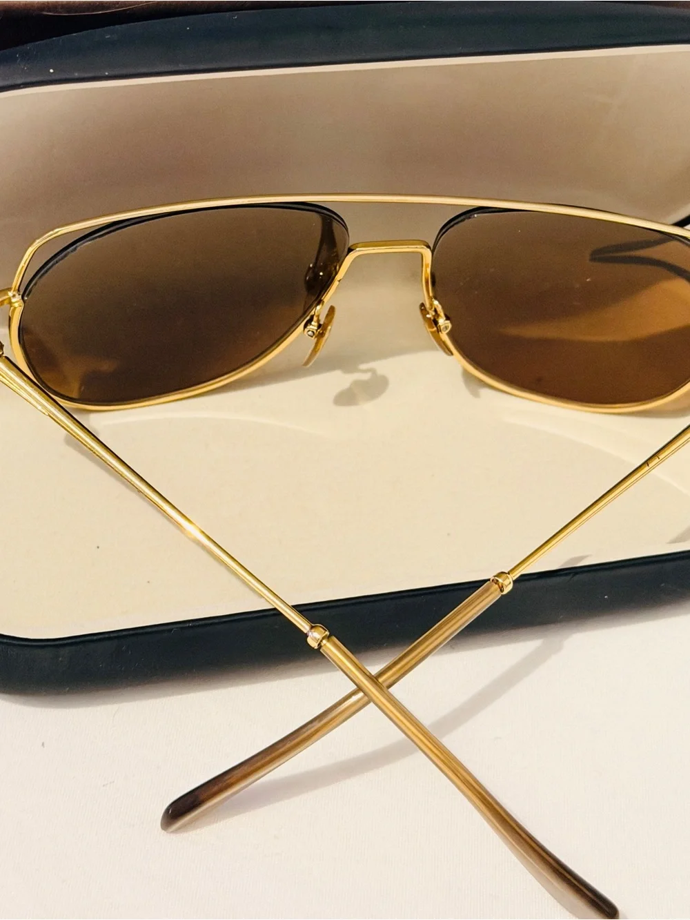 Alexander McQueen Gold Frame Sunglasses with Brown Gradient Lenses